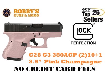 Glock G28 G3 380acp (2) 10+1 Mags 3.5" Pink Champagne Cerakote Frame