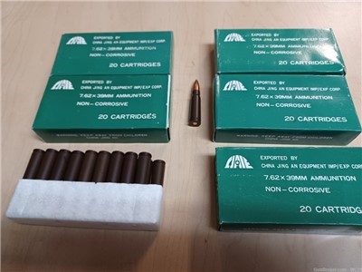 100 rounds Chinese 7.62x39 , Full metal jacket , non corrosive