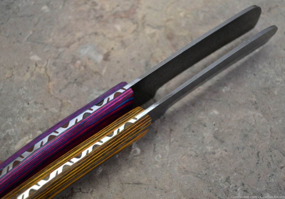 Custom Made Damascus Steel Set of Hunting Knives Wood Handles (LT-812)-img-6