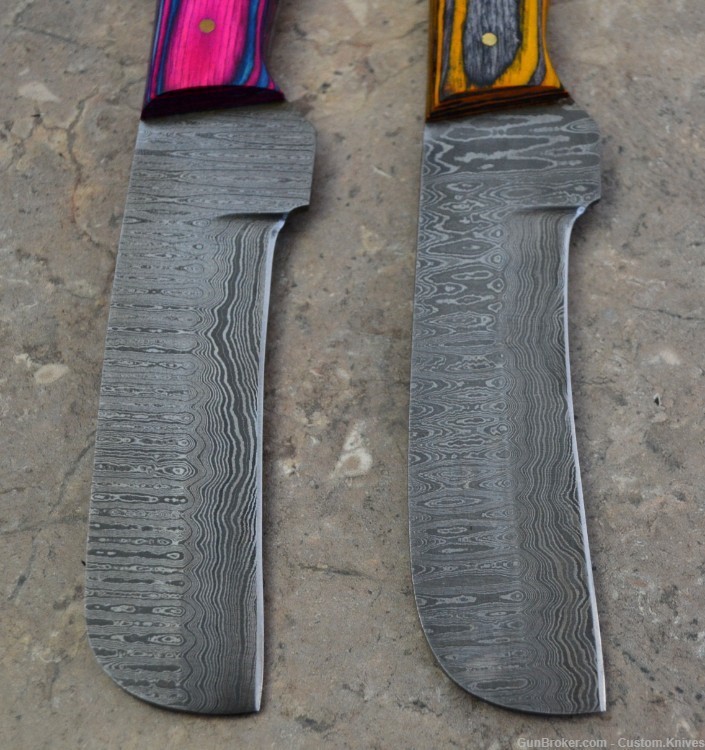 Custom Made Damascus Steel Set of Hunting Knives Wood Handles (LT-812)-img-2