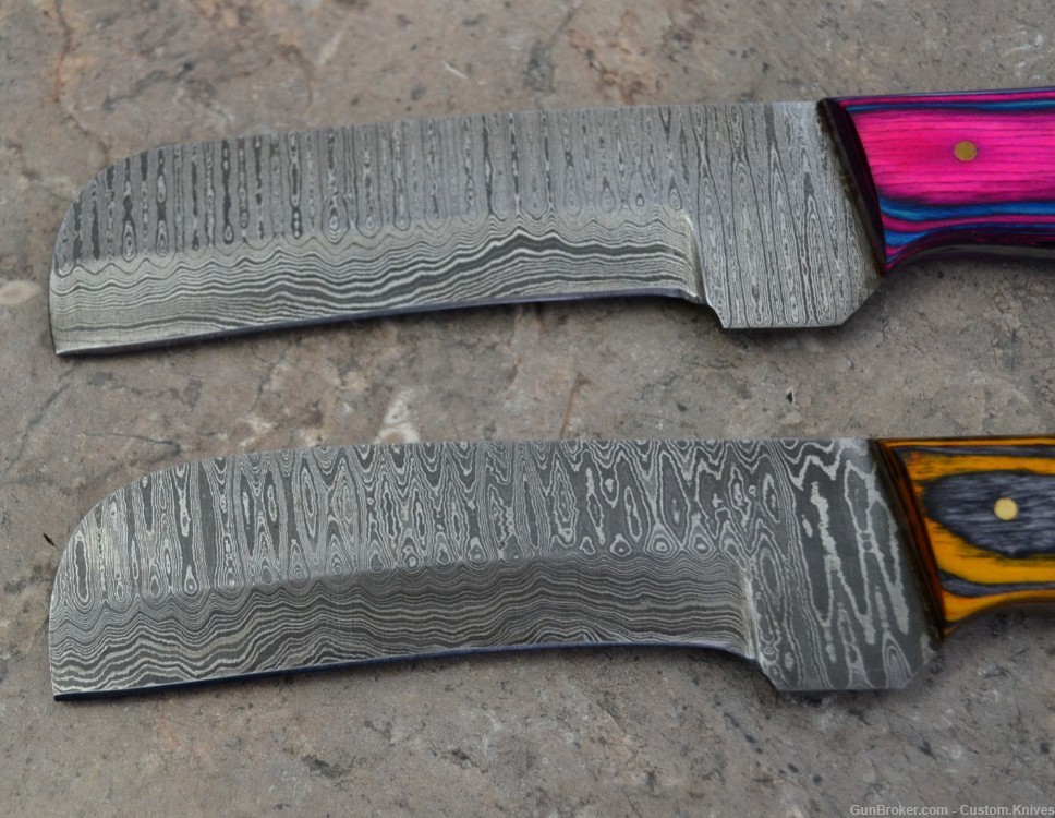 Custom Made Damascus Steel Set of Hunting Knives Wood Handles (LT-812)-img-1