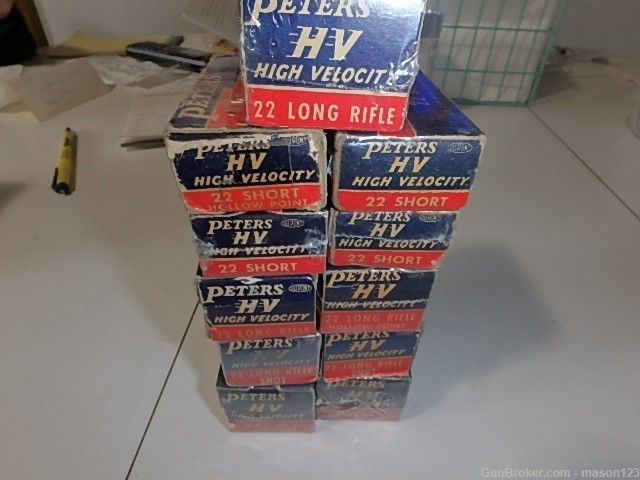 11 OLD BLUE & RED HI-VELOCITY PETERS 22 BOXES 22 SHOT ,WRF SHORTS-img-3