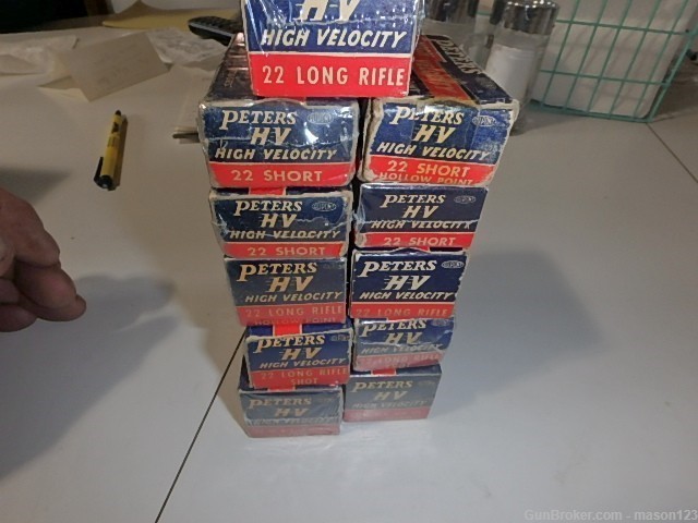 11 OLD BLUE & RED HI-VELOCITY PETERS 22 BOXES 22 SHOT ,WRF SHORTS-img-4
