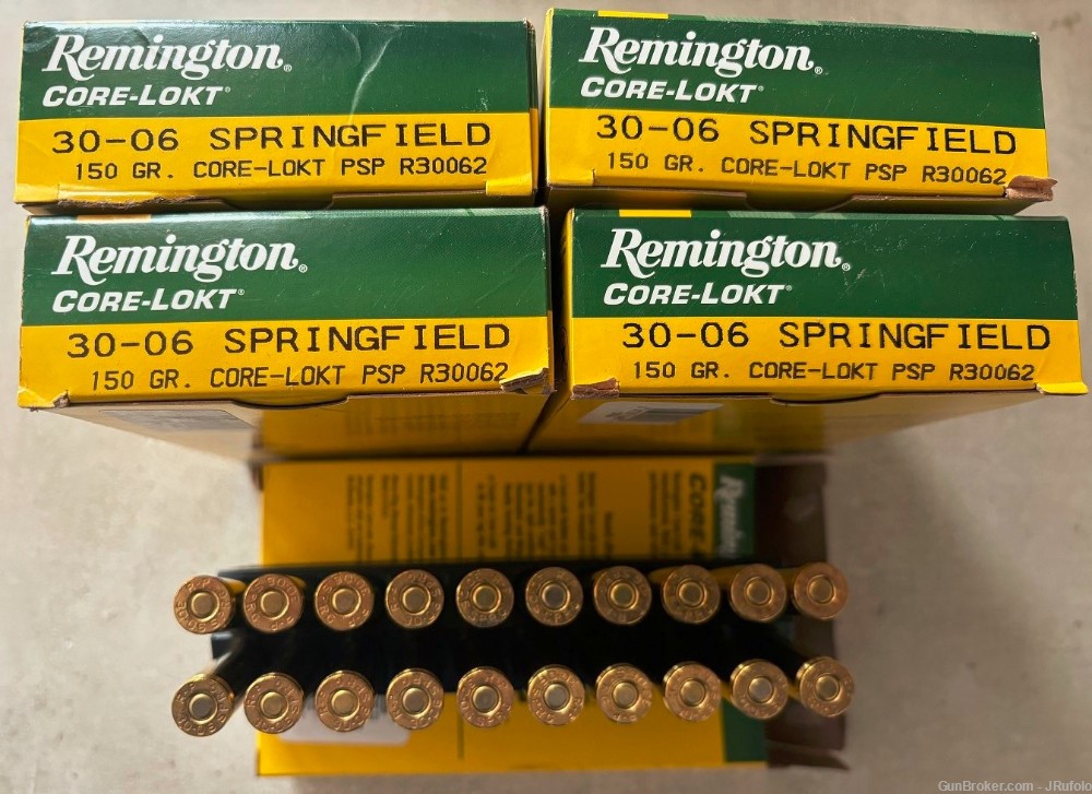 Remington .30-06 Core-Lokt PSP 150 gr  Brass Case 100 Rounds-img-1