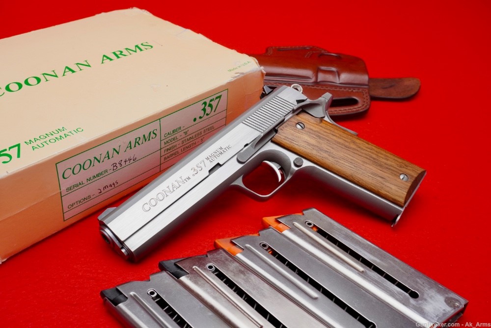 RARE Coonan Arms Model B 1911 .357 Magnum Stainless In Box w/5 Mags!-img-0