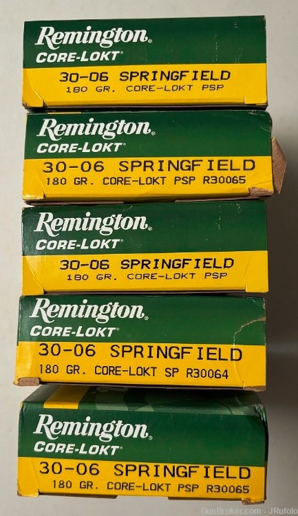 Remington .30-06 Core-Lokt PSP 180 gr  Brass Case 100 Rounds-img-0