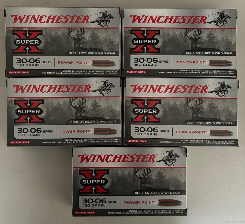 Winchester .30-06 Super X Power Point 150 gr  Brass Case 100 Rounds-img-0