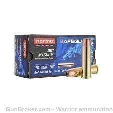 250 rds Norma Safeguard 357 Mag 158 grain JHP Jacketed Hollow Point-img-0