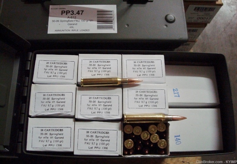 500 PPU .30-06 FMJ 150 grain Factory New Brass M1 GARAND Ammunition-img-7
