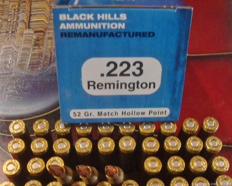 200 BLACK HILLS .223 H.P. 52 grain MATCH brass cased ammunition-img-0