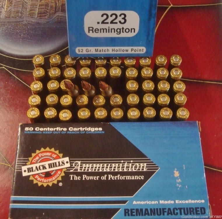 200 BLACK HILLS .223 H.P. 52 grain MATCH brass cased ammunition-img-2