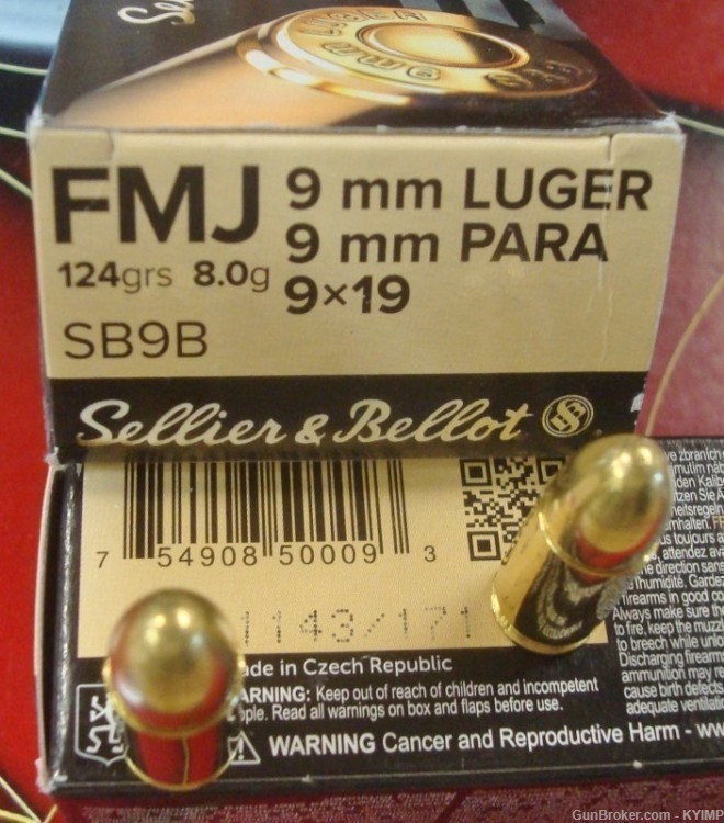 200 Sellier & Bellot 9mm FMJ 124 grain Factory NEW BRASS ammo-img-2