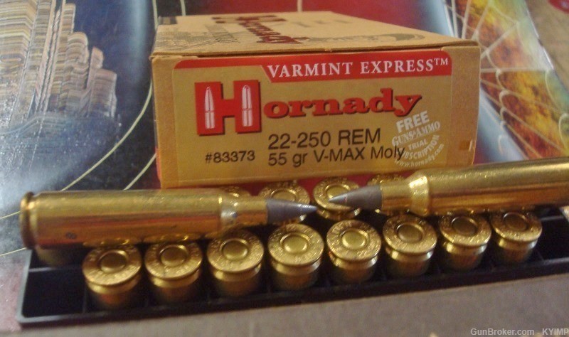 40 Hornady 22-250 V-MAX MOLY 55 gr Varmint Express NEW ammunition 83373-img-0