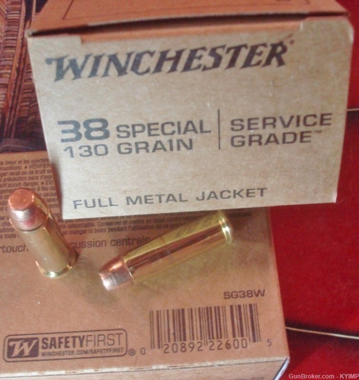 100 Winchester 38 Special FMJ 130 grain Factory NEW SG38W Ammo-img-0