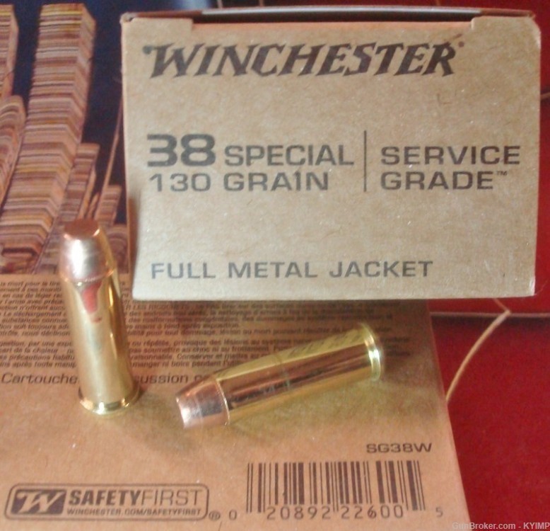 100 Winchester 38 Special FMJ 130 grain Factory NEW SG38W Ammo-img-2
