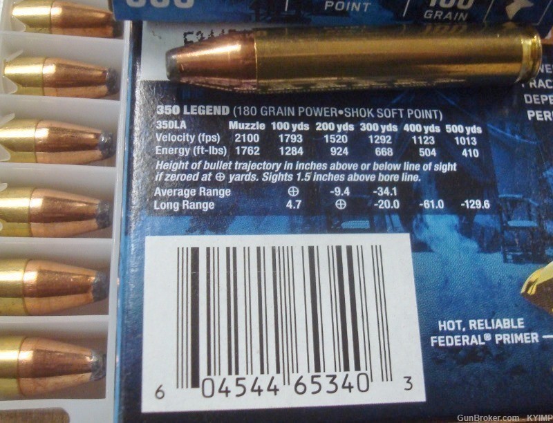 100 Federal .350 LEGEND POWER SHOK 180 JSP new ammunition 350LA-img-3