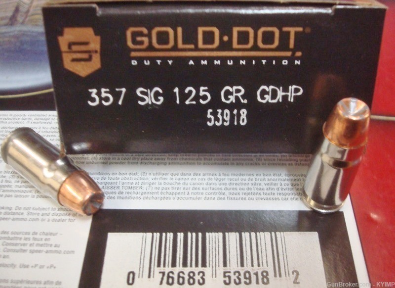 100 Speer Gold Dot 125 grain GDHP 357 SIG new ammunition 53918-img-3