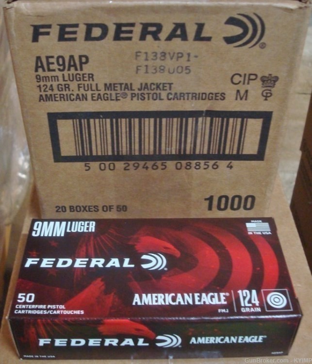 500 FEDERAL 9mm FMJ American Eagle 9 mm 124 gr AE9AP NEW ammunition-img-3