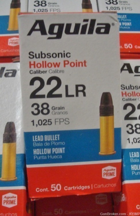 1,000 Aguila 22 LR SUBSONIC HOLLOW POINT 1025 FPS 38 gr 1B220268-img-2