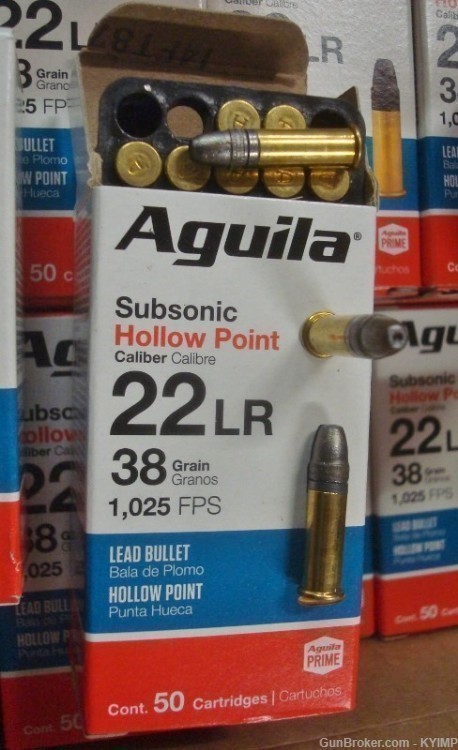 1,000 Aguila 22 LR SUBSONIC HOLLOW POINT 1025 FPS 38 gr 1B220268-img-0