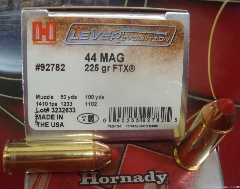 40 HORNADY 44 Magnum 225 grain FTX LeveRevolution New ammunition 92782-img-0