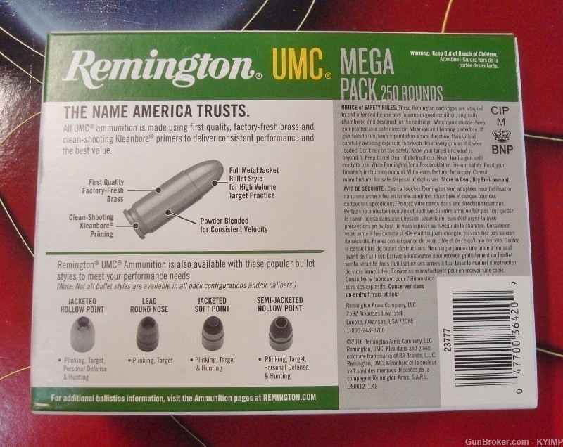 500 Remington FMJ Range 9mm 115 gr Factory 23777 NEW Ammo-img-4