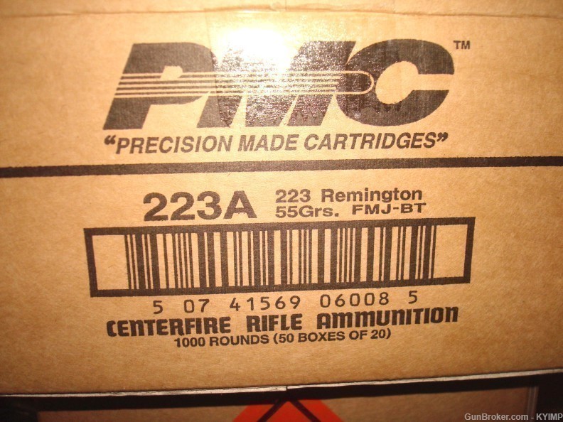 1000 PMC FMJ 55 grain FMJ .223 Factory NEW Bronze Ammo 223A-img-0