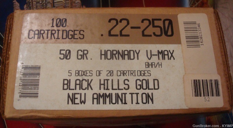 40 BLACK HILLS .22-250 V-Max 50 grain NEW brass cased GOLD ammunition-img-5
