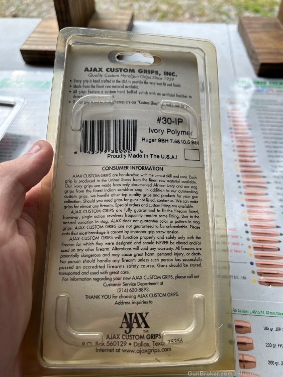 Ajax custom Ruger SUPER BLACK HAWK 7.5” 10” grips ivory polymer-img-1