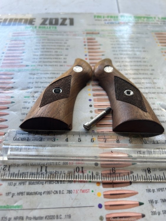 Ruger revolver Diamond wood pistol grips with screw FREE SHIP!-img-1
