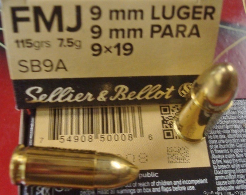500 Sellier & Bellot 9mm FMJ 115 grain Factory NEW BRASS ammo-img-3