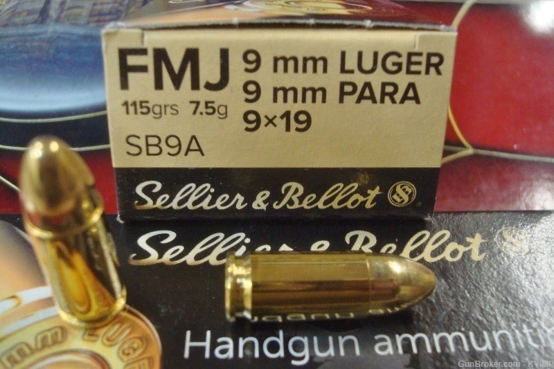 500 Sellier & Bellot 9mm FMJ 115 grain Factory NEW BRASS ammo-img-0