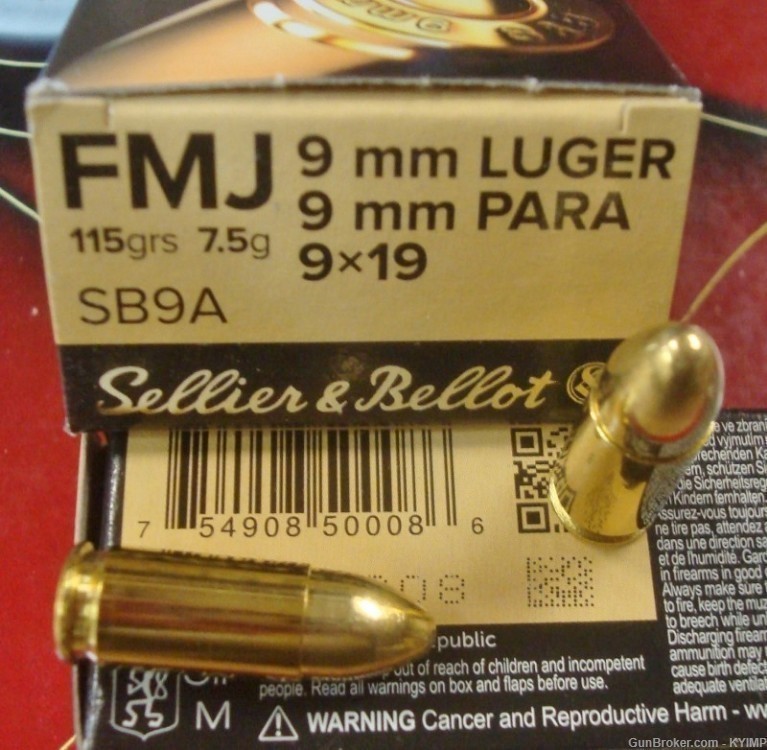 500 Sellier & Bellot 9mm FMJ 115 grain Factory NEW BRASS ammo-img-1