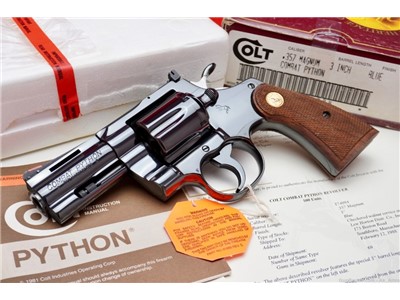 1988 Colt Combat Python 3" .357 Mag Blue w/Box Lettered *GRAIL SNAKE GUN*