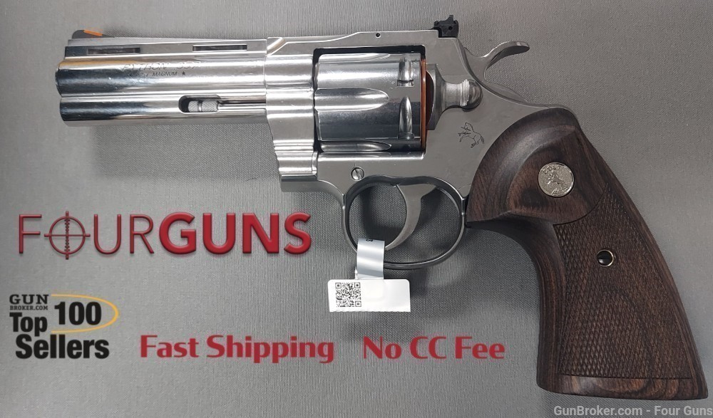 Colt Python 357Mag Revolver 4.25" SS Walnut Grips 6RD SP4WTS-img-0