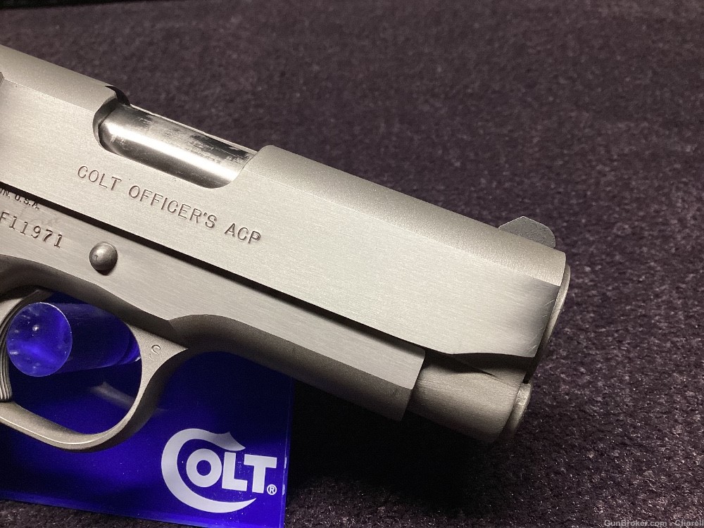 COLT 1911 OFFICER’S ACP .45 STAINLESS W/ BOX & 2 MAGS 1986-img-6