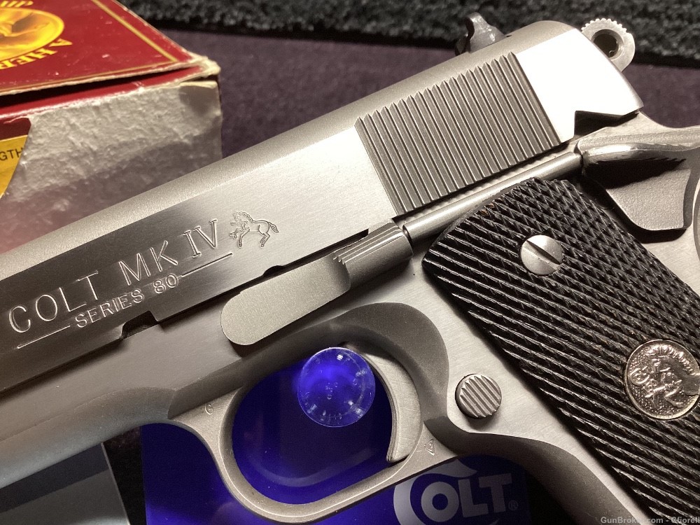COLT 1911 OFFICER’S ACP .45 STAINLESS W/ BOX & 2 MAGS 1986-img-2