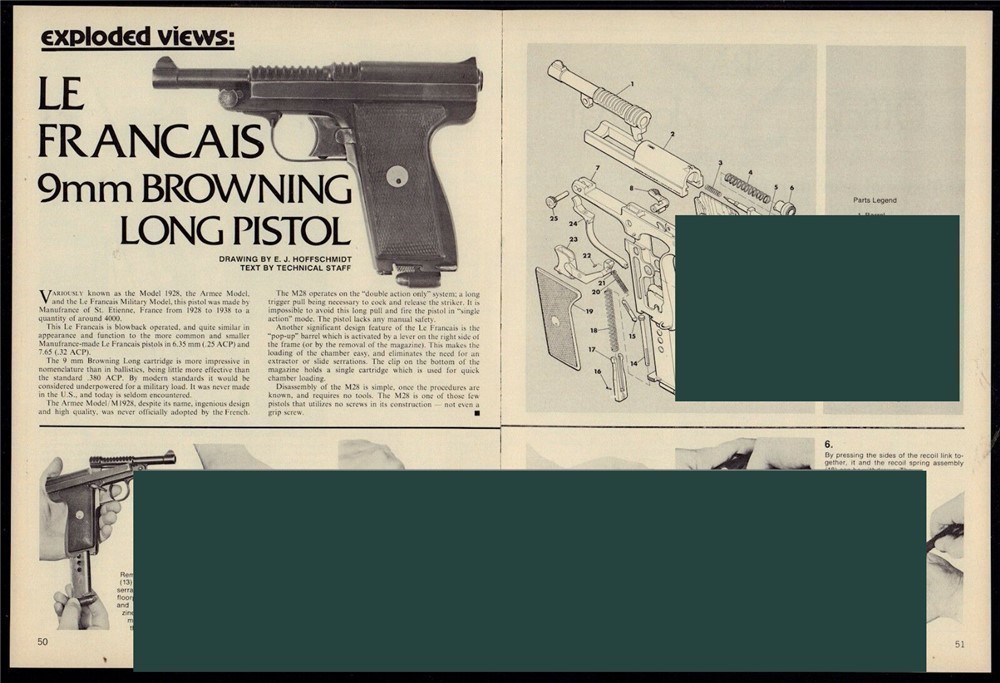 1980 LE FRANCAIS 9mm Browning Pistol ExplodedParts ListAssembly Article-img-0