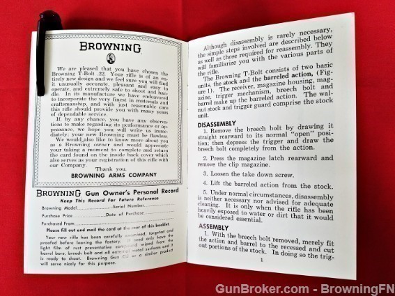 Orig Browning T-Bolt .22 Owners Manual-img-1