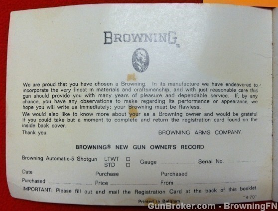 Orig Browning Automatic-5 Shotgun Manual-img-2