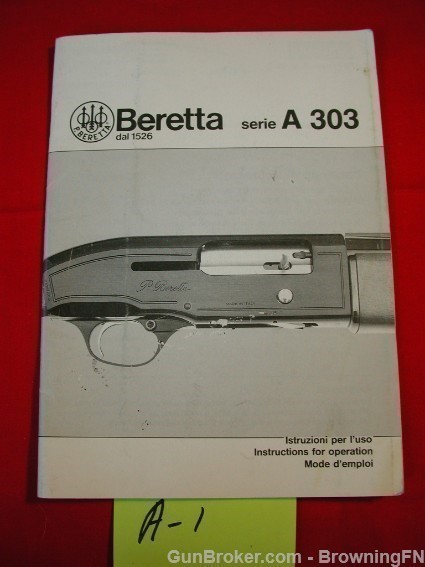 Orig Beretta Model A303 A 303 Owners Instruction Manual 32 Pg-img-0