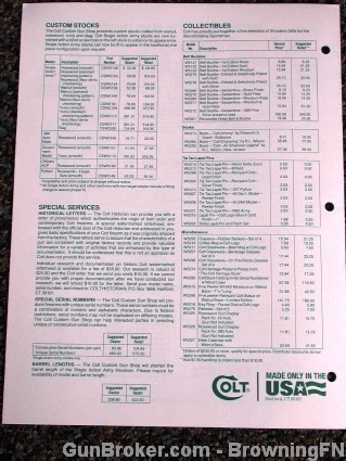 Colt 1989 Dealer Price Sheet Custom Shop Guide-img-4