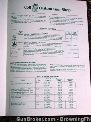 Colt 1989 Dealer Price Sheet Custom Shop Guide-img-2