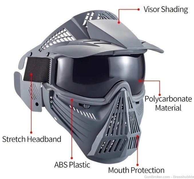  Airsoft Mask Full Face Protection Gear With Goggles Impact Resistant-BLACK-img-1