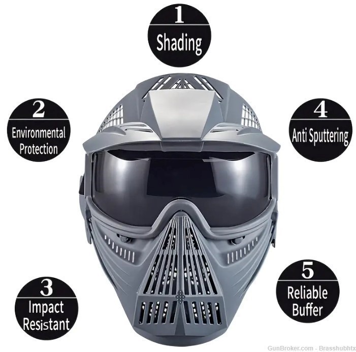  Airsoft Mask Full Face Protection Gear With Goggles Impact Resistant-BLACK-img-2