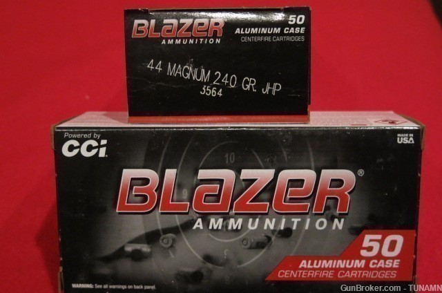 44 Magnum 240 Grain JHP CCI Blazer Aluminum  Ammunition 2 Boxes 100 Rounds -img-0