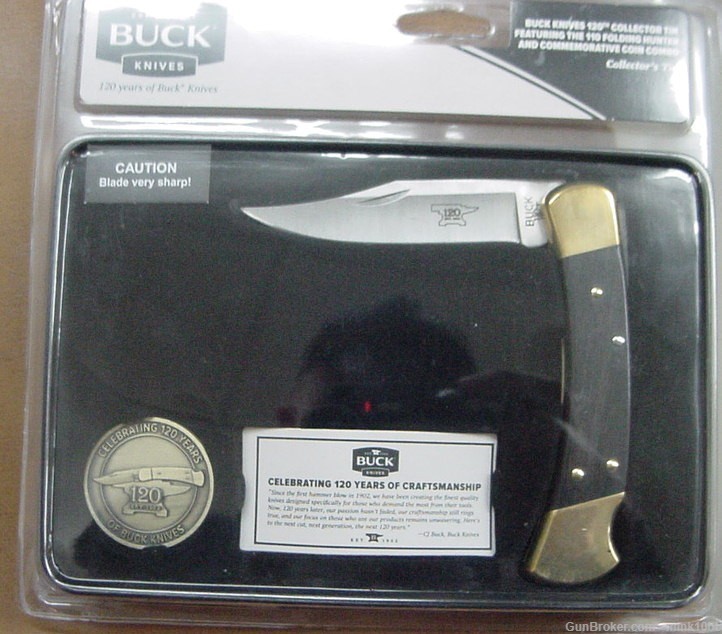 Buck 110 Folding Hunter 120th Collectors Knife With Coin-img-0