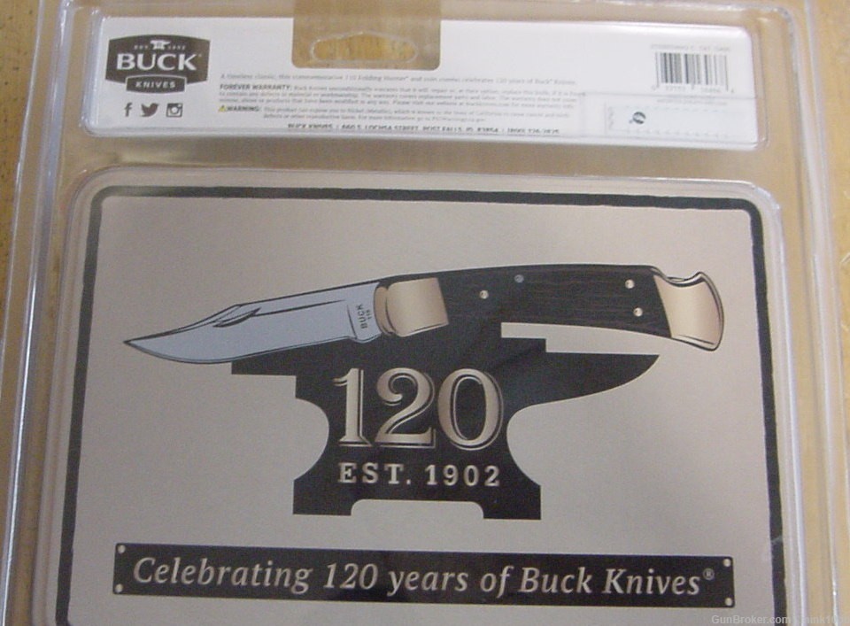 Buck 110 Folding Hunter 120th Collectors Knife With Coin-img-4