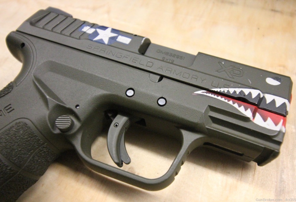 Springfield XD-9 Mod 2 Flying Tigers Custom 9mm 3" ODGreen Two Mags Case XD-img-18