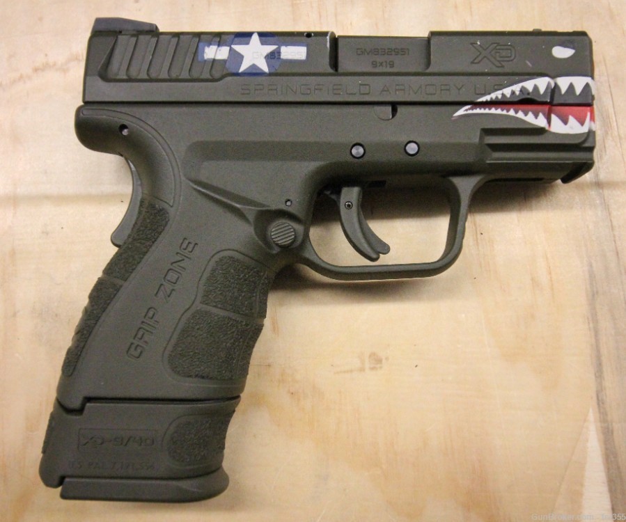 Springfield XD-9 Mod 2 Flying Tigers Custom 9mm 3" ODGreen Two Mags Case XD-img-3